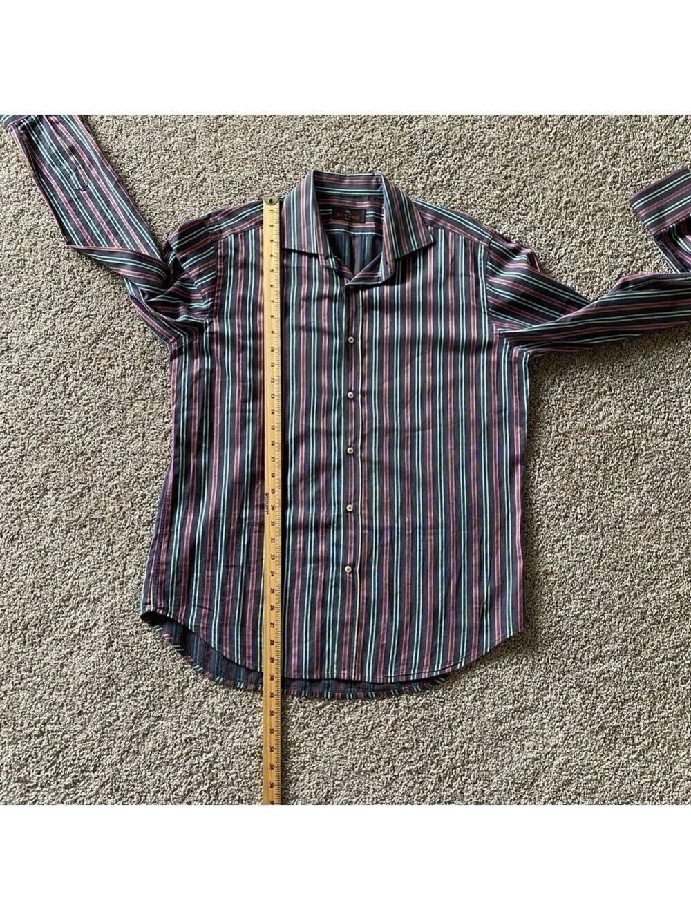 Etro Milano Men's Dress Shirt Sz 42 Striped Multicolor Button Up Made in Italy - Picture 9 of 10